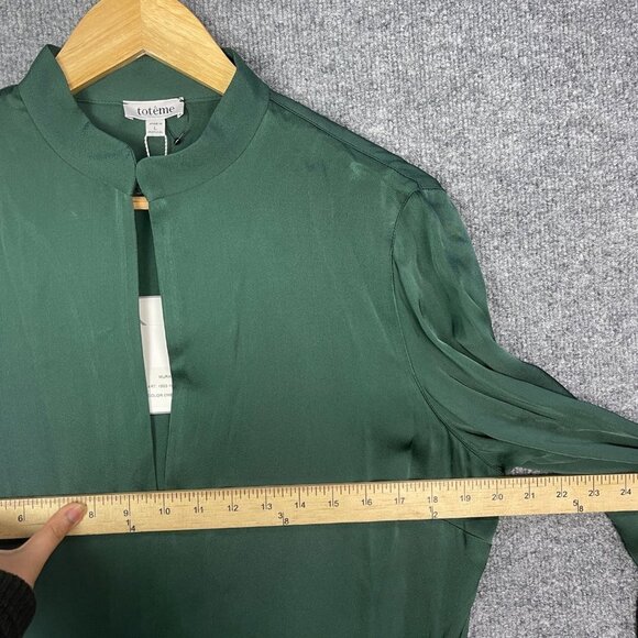 NEW $460 TOTÊME Murau Belted Dress‎ Emerald Green Sz Large Ling Sleeve Classic - Picture 4 of 10